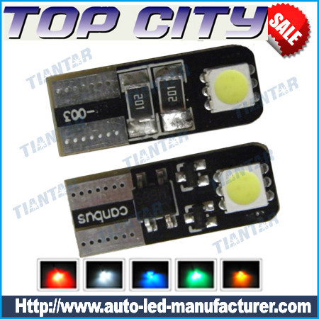Topcity Euro Error Free 2-SMD-5050 T10 2825 W5W LED 
    Bulbs- Canbus led